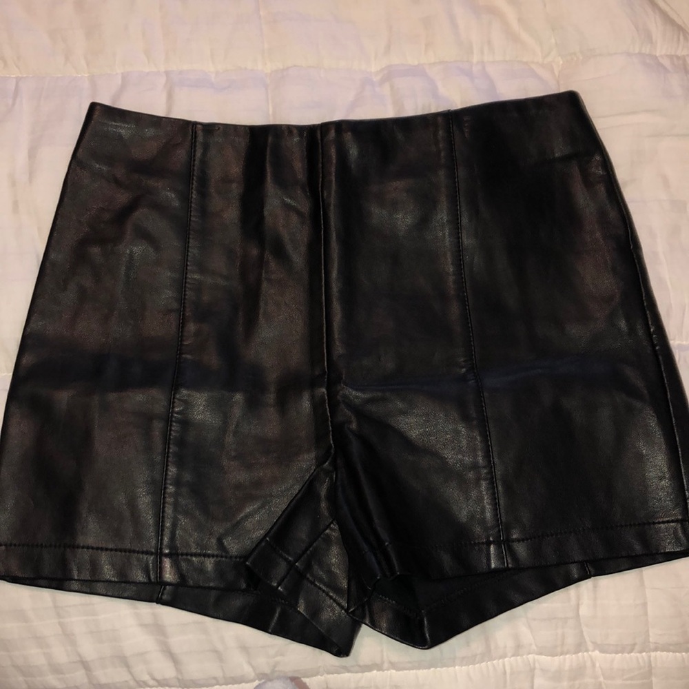 Faux leather shorts